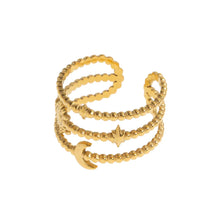 Load image into Gallery viewer, Camille - Moon and Stars Ring Stainless Steel