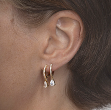 Load image into Gallery viewer, Eliza - Droplet Crystal Hoop Earrings