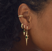 Load image into Gallery viewer, Arya - Green Crystal Stud Hoop Earrings