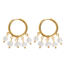 Load image into Gallery viewer, Estelle - Pearl Hoop Earrings