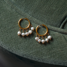 Load image into Gallery viewer, Estelle - Pearl Hoop Earrings