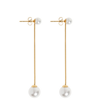 Load image into Gallery viewer, Estelle - Pearl Chain Earrings Stainless Steel