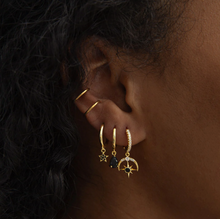 Load image into Gallery viewer, Elvira - Moon and Star Crystal Hoop Earrings
