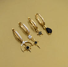 Load image into Gallery viewer, Elvira - Moon and Star Crystal Hoop Earrings