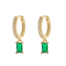 Load image into Gallery viewer, Anya - Green Crystal Hoop Earrings