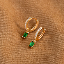 Load image into Gallery viewer, Anya - Green Crystal Hoop Earrings