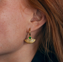 Load image into Gallery viewer, Adira - Green Fan Hoop Earrings Stainless Steel