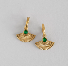 Load image into Gallery viewer, Adira - Green Fan Hoop Earrings Stainless Steel