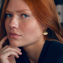 Load image into Gallery viewer, Adira - Green Fan Hoop Earrings Stainless Steel