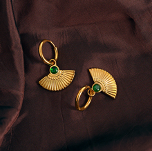 Load image into Gallery viewer, Adira - Green Fan Hoop Earrings Stainless Steel