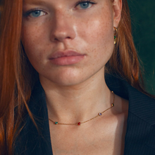 Load image into Gallery viewer, Michelle Necklace with Gold Dipped Multi-Colored Crystal Stainless Steel