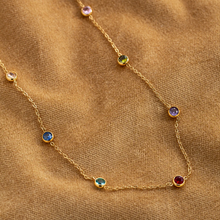 Load image into Gallery viewer, Michelle Necklace with Gold Dipped Multi-Colored Crystal Stainless Steel