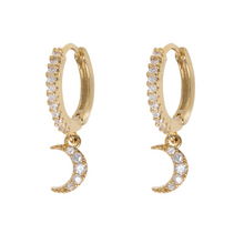Load image into Gallery viewer, Eliza - Moon Crystal Hoop Earrings