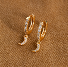 Load image into Gallery viewer, Eliza - Moon Crystal Hoop Earrings