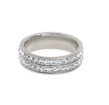 Load image into Gallery viewer, Angelica - Double Lined Crystal Pavé Ring Stainless Steel