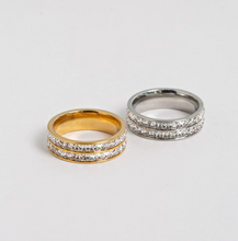 Load image into Gallery viewer, Angelica - Double Lined Crystal Pavé Ring Stainless Steel