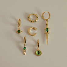 Load image into Gallery viewer, ARYA - GREEN CRYSTAL PENDANT HOOP EARRINGS