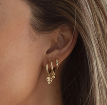 Load image into Gallery viewer, Olive - Monstera Crystal Hoop Earrings