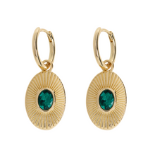 Load image into Gallery viewer, Mavi Emerald Pendant Hoop Earrings