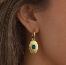 Load image into Gallery viewer, Mavi Emerald Pendant Hoop Earrings