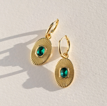Load image into Gallery viewer, Mavi Emerald Pendant Hoop Earrings