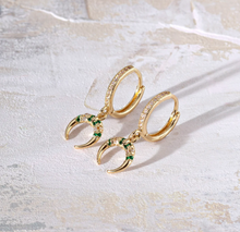 Load image into Gallery viewer, Aya Crystal Horn Hoop Earrings