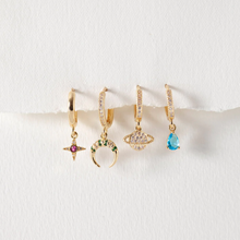 Load image into Gallery viewer, Aya Crystal Horn Hoop Earrings