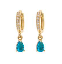 Load image into Gallery viewer, August Blue Crystal Hoop Earrings