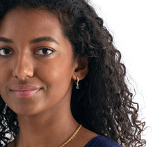 Load image into Gallery viewer, August Blue Crystal Hoop Earrings