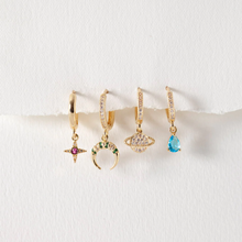 Load image into Gallery viewer, August Blue Crystal Hoop Earrings