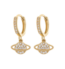 Load image into Gallery viewer, Zane Crystal Planet Hoop Earrings