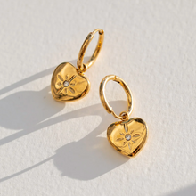 Load image into Gallery viewer, Lola Crystal Heart Hoop Earrings Stainless Steel