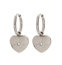 Load image into Gallery viewer, Lola Crystal Heart Hoop Earrings Stainless Steel