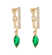 Load image into Gallery viewer, Amanda Green Crystal Hoop Earrings