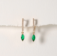 Load image into Gallery viewer, Amanda Green Crystal Hoop Earrings