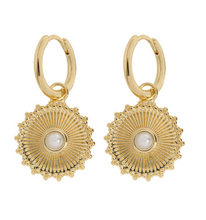 Load image into Gallery viewer, Alizha Sun Pendant Hoop Earrings