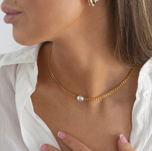 Load image into Gallery viewer, Estelle Pearl Chain Necklace Stainless Steel