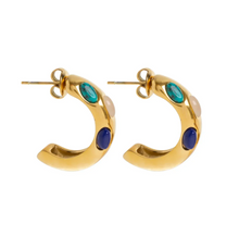 Load image into Gallery viewer, Elena Semi Precious Hoop Earrings Stainless Steel