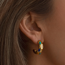 Load image into Gallery viewer, Elena Semi Precious Hoop Earrings Stainless Steel