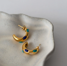 Load image into Gallery viewer, Elena Semi Precious Hoop Earrings Stainless Steel