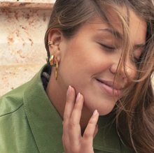 Load image into Gallery viewer, Elena Semi Precious Hoop Earrings Stainless Steel