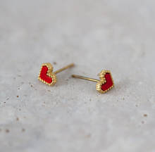 Load image into Gallery viewer, Sarah Red Heart Stud Earrings Stainless Steel