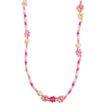 Load image into Gallery viewer, Elsa Colorful Beads Flower and Pearl Pink Necklace
