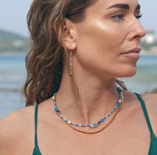 Load image into Gallery viewer, Elsa Colorful Beads Flower and Pearl Blue Necklace
