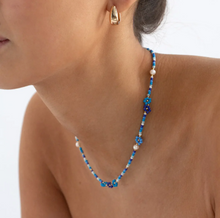 Load image into Gallery viewer, Elsa Colorful Beads Flower and Pearl Blue Necklace