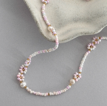 Load image into Gallery viewer, Elsa Colorful Beads Flower and Pearl Powder Necklace