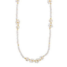 Load image into Gallery viewer, Elsa White Bead Flower and Pearl Necklace