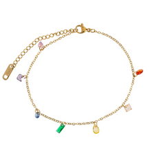 Load image into Gallery viewer, Sky Multi Colored Chain Anklet Stainless Steel