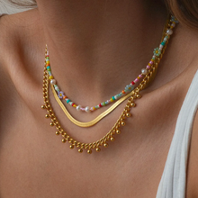 Load image into Gallery viewer, Saffron Oriental Bead Link Necklace Stainless Steel