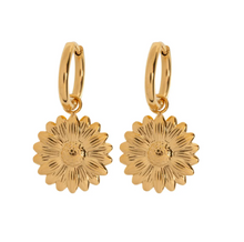 Load image into Gallery viewer, Flora Sunflower Hoop Earrings Stainless Steel